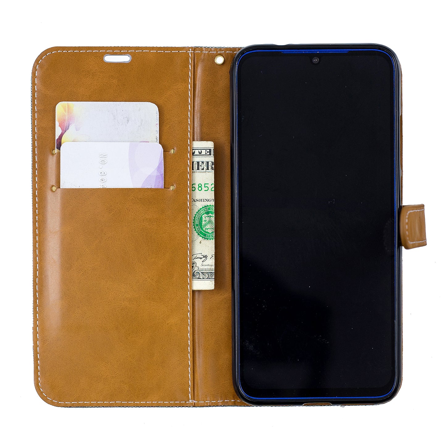 Two-tone Jean Cloth PU Leather Flip Case for Xiaomi Redmi Note 7S /Note 7 / Redmi Note 7 Pro (India)