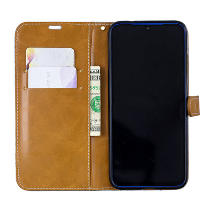Two-tone Jean Cloth PU Leather Flip Case for Xiaomi Redmi Note 7S /Note 7 / Redmi Note 7 Pro (India)