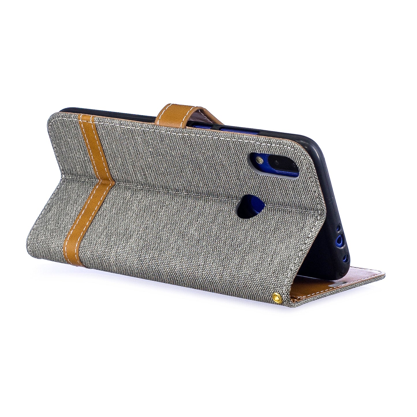 Two-tone Jean Cloth PU Leather Flip Case for Xiaomi Redmi Note 7S /Note 7 / Redmi Note 7 Pro (India)