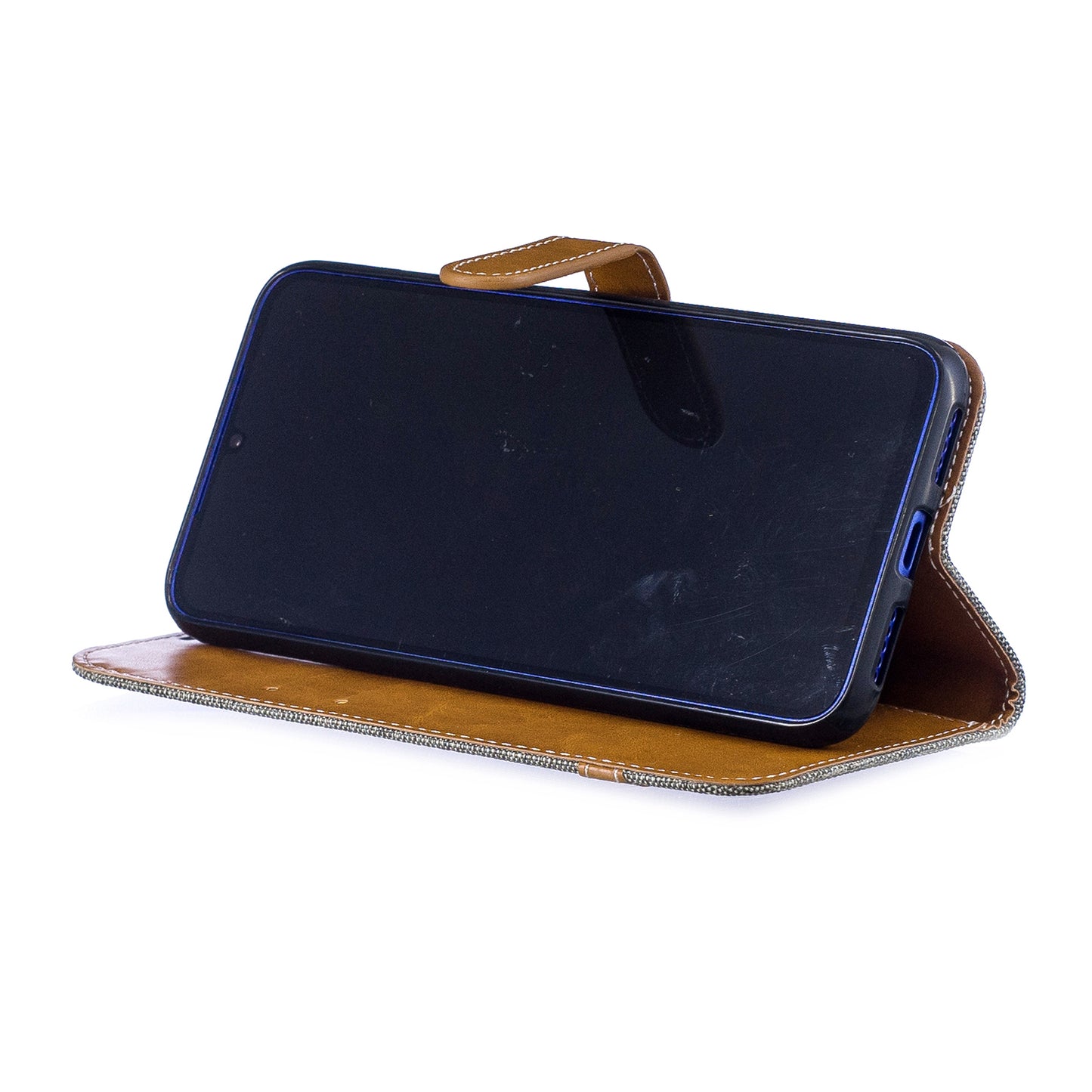 Two-tone Jean Cloth PU Leather Flip Case for Xiaomi Redmi Note 7S /Note 7 / Redmi Note 7 Pro (India)