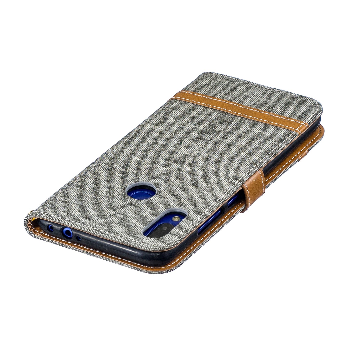 Two-tone Jean Cloth PU Leather Flip Case for Xiaomi Redmi Note 7S /Note 7 / Redmi Note 7 Pro (India)