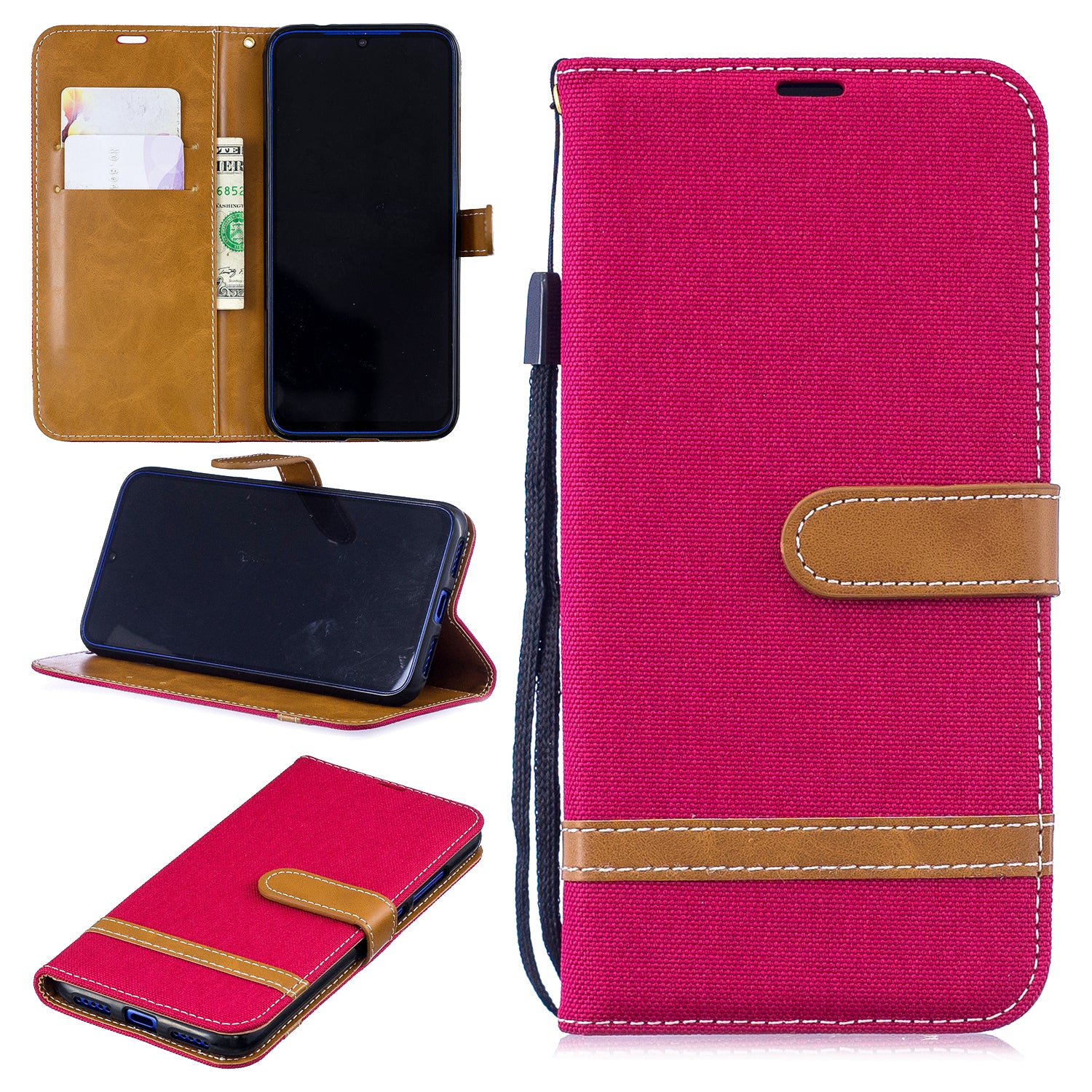 Two-tone Jean Cloth PU Leather Flip Case for Xiaomi Redmi Note 7S /Note 7 / Redmi Note 7 Pro (India)