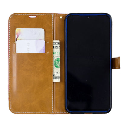 Two-tone Jean Cloth PU Leather Flip Case for Xiaomi Redmi Note 7S /Note 7 / Redmi Note 7 Pro (India)