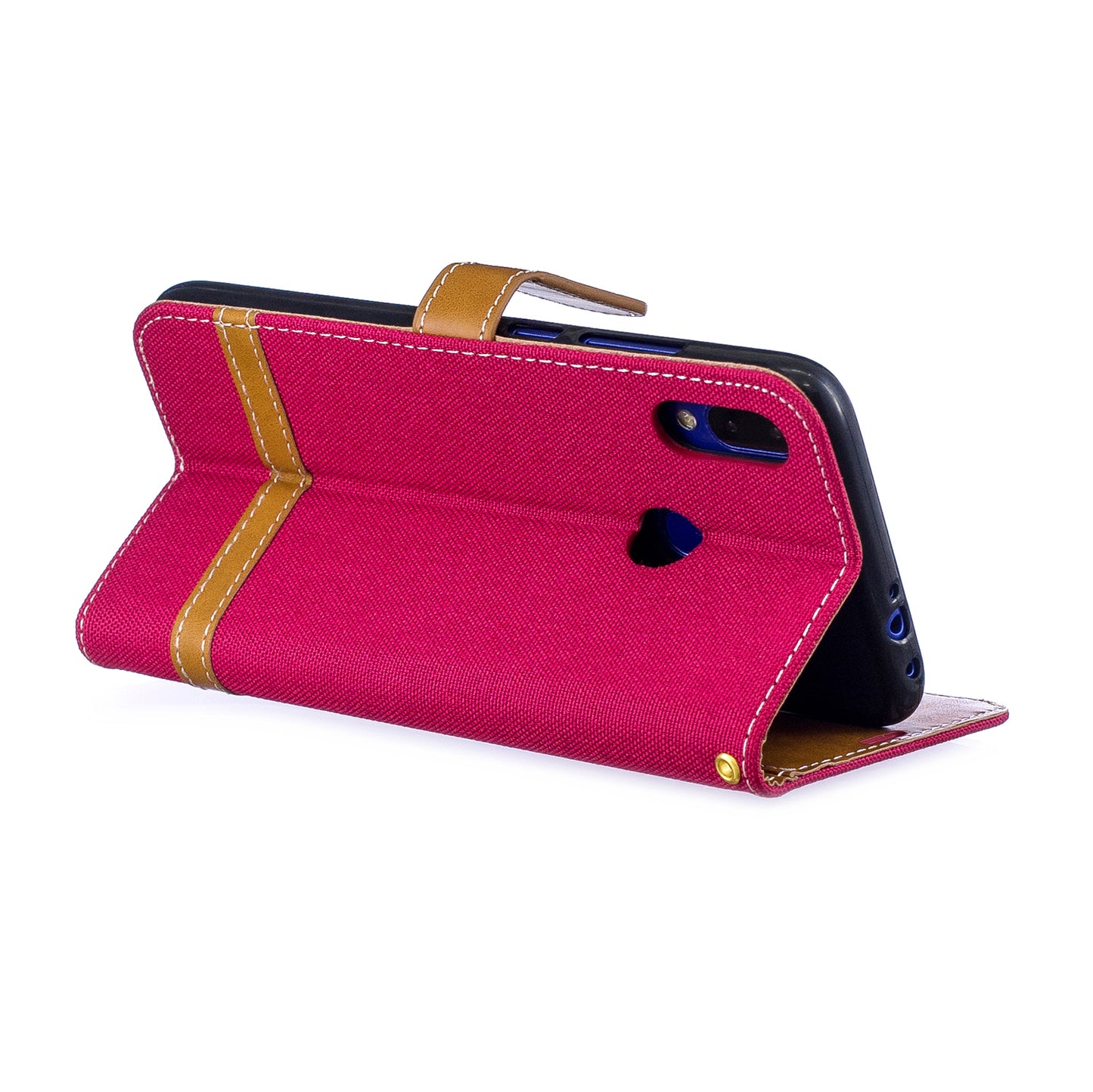 Two-tone Jean Cloth PU Leather Flip Case for Xiaomi Redmi Note 7S /Note 7 / Redmi Note 7 Pro (India)