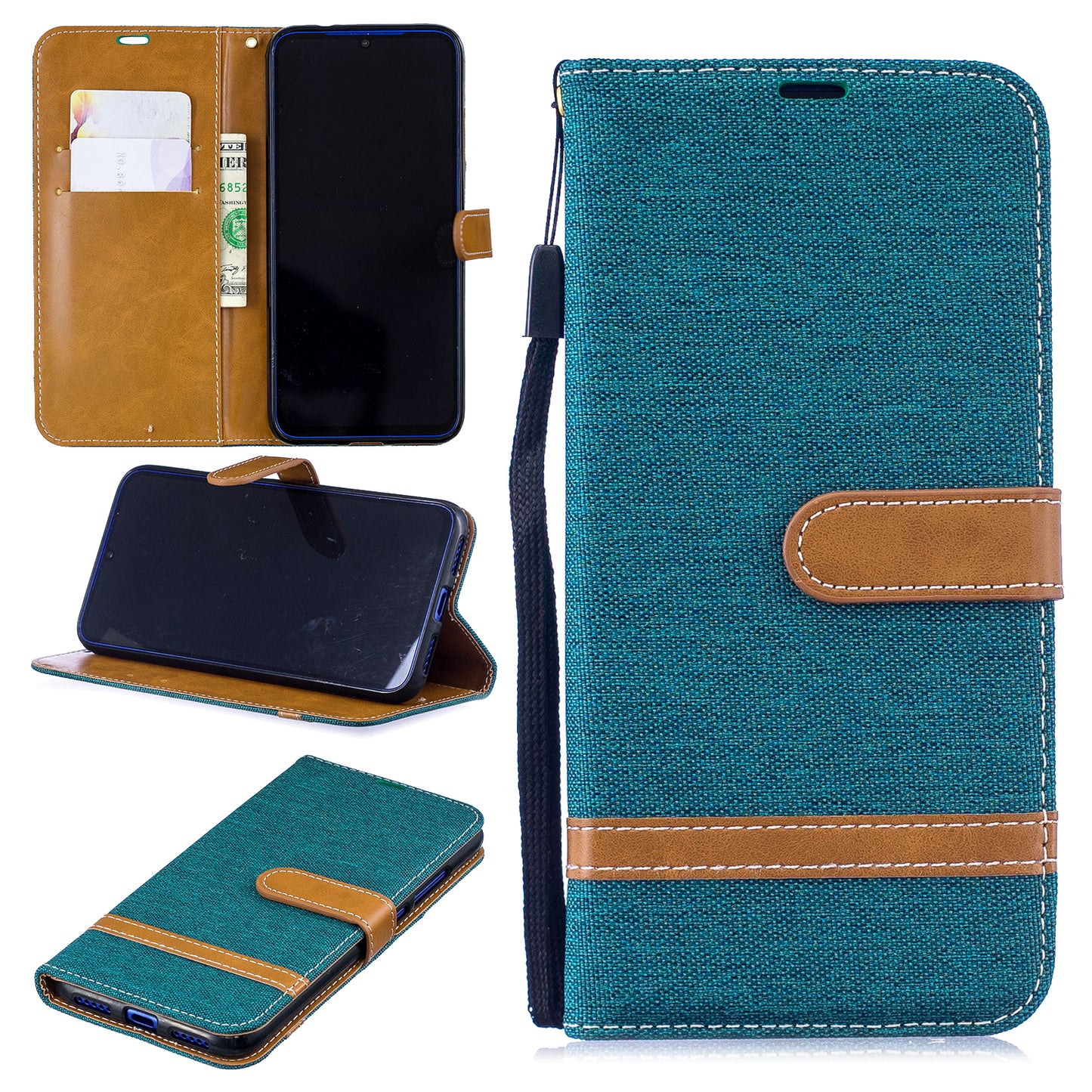 Two-tone Jean Cloth PU Leather Flip Case for Xiaomi Redmi Note 7S /Note 7 / Redmi Note 7 Pro (India)