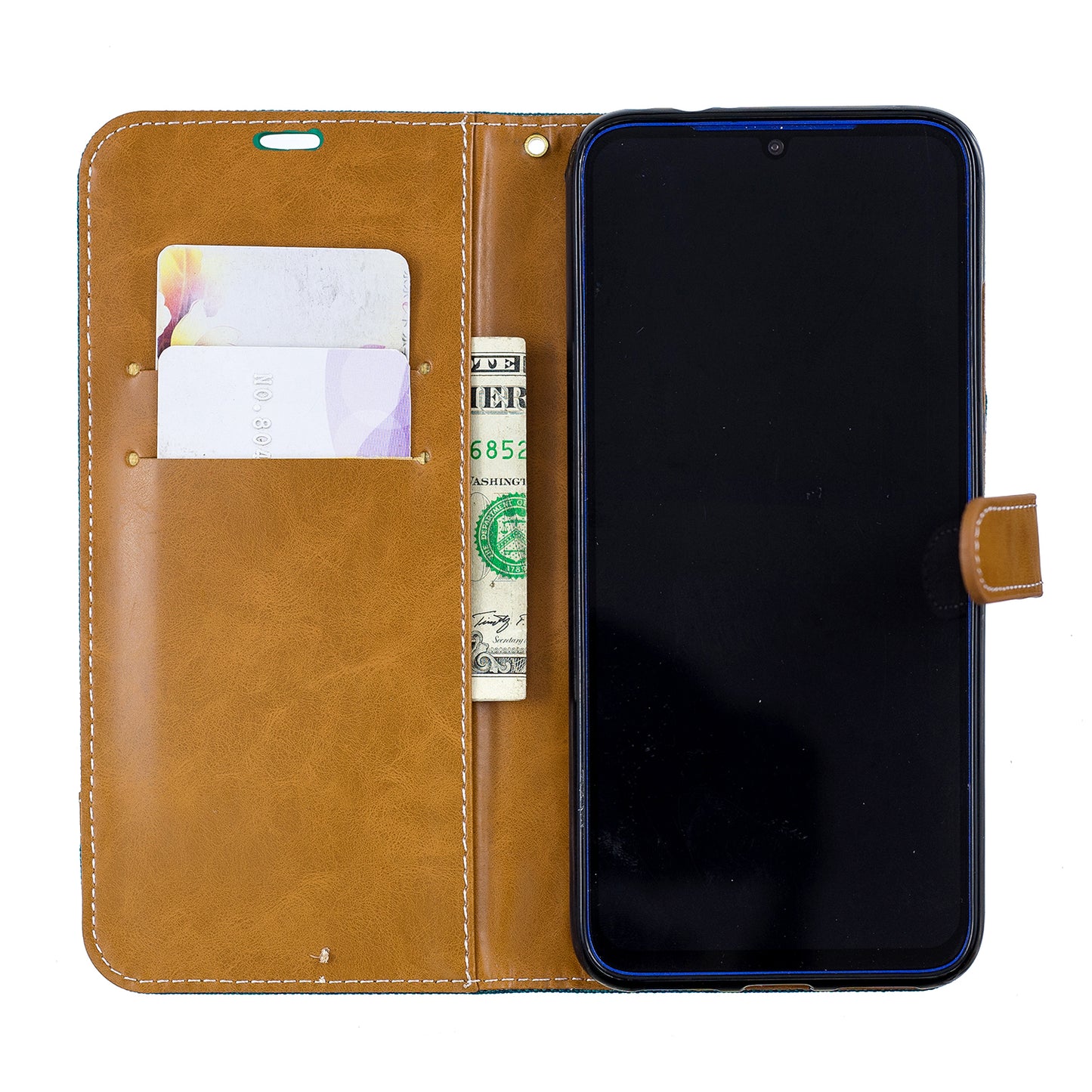 Two-tone Jean Cloth PU Leather Flip Case for Xiaomi Redmi Note 7S /Note 7 / Redmi Note 7 Pro (India)