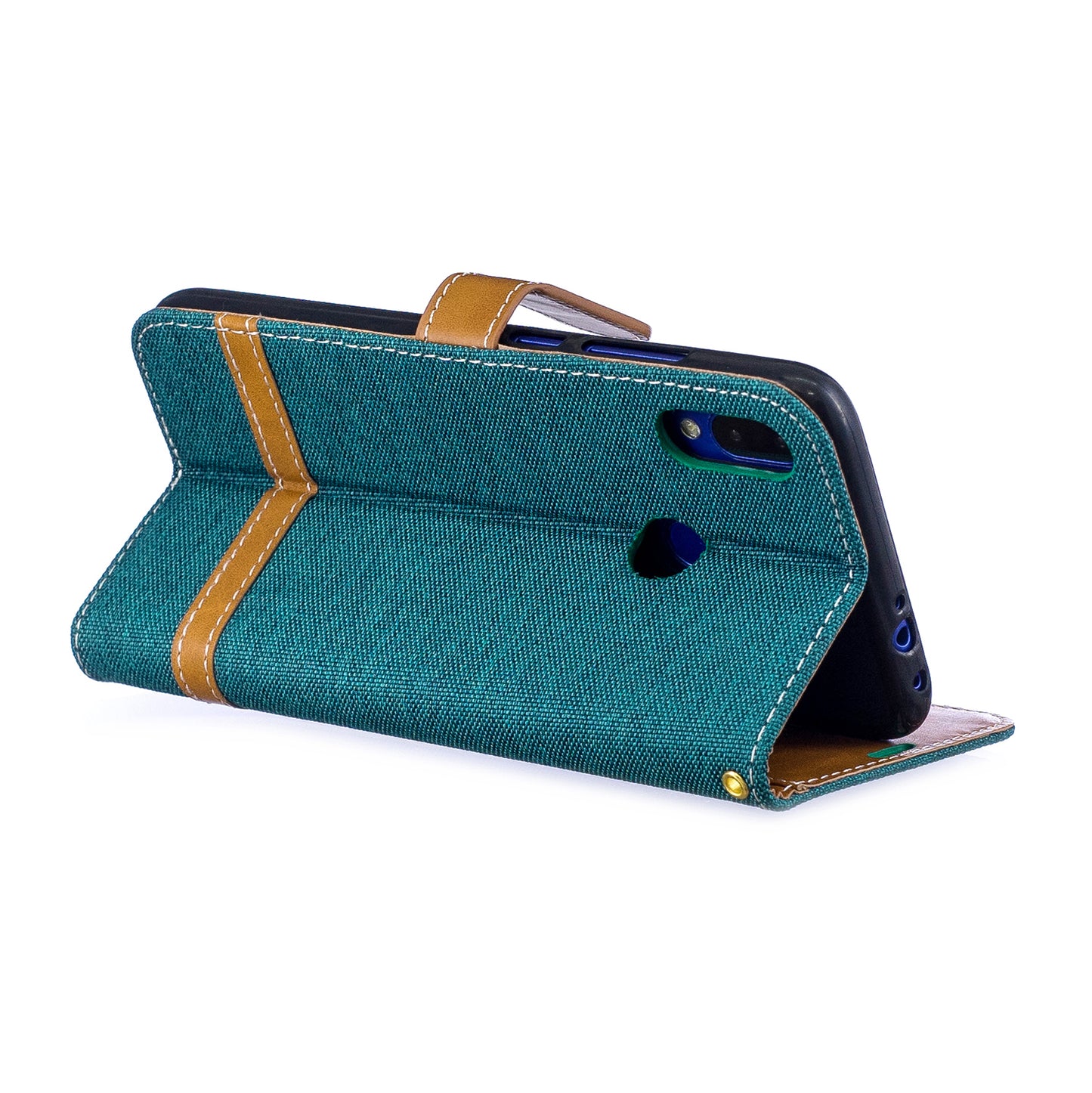 Two-tone Jean Cloth PU Leather Flip Case for Xiaomi Redmi Note 7S /Note 7 / Redmi Note 7 Pro (India)