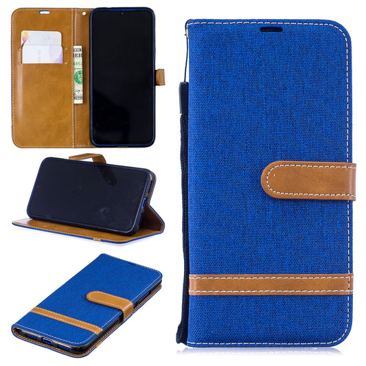 Two-tone Jean Cloth PU Leather Flip Case for Xiaomi Redmi Note 7S /Note 7 / Redmi Note 7 Pro (India)