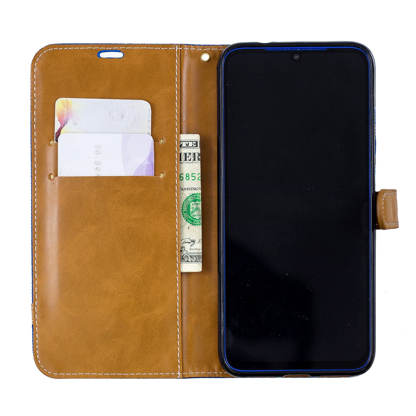 Two-tone Jean Cloth PU Leather Flip Case for Xiaomi Redmi Note 7S /Note 7 / Redmi Note 7 Pro (India)