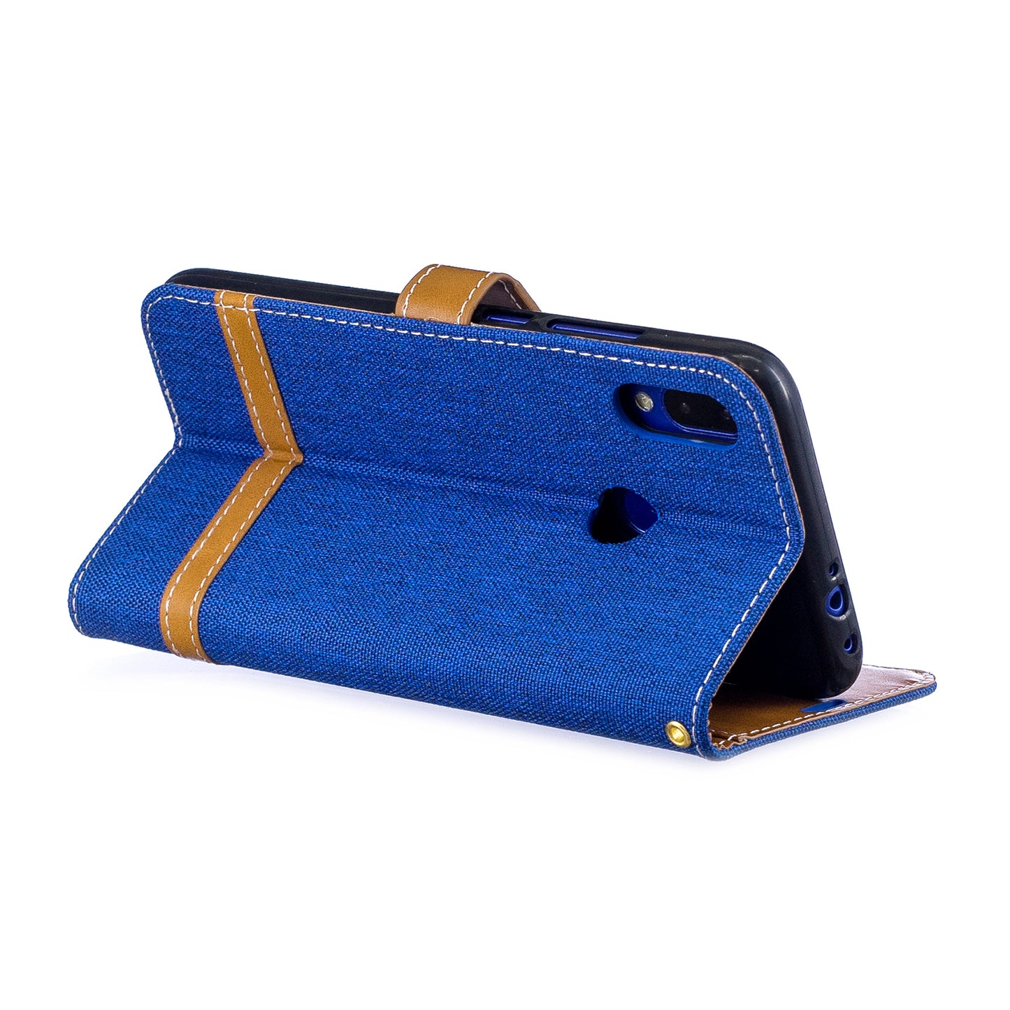 Two-tone Jean Cloth PU Leather Flip Case for Xiaomi Redmi Note 7S /Note 7 / Redmi Note 7 Pro (India)
