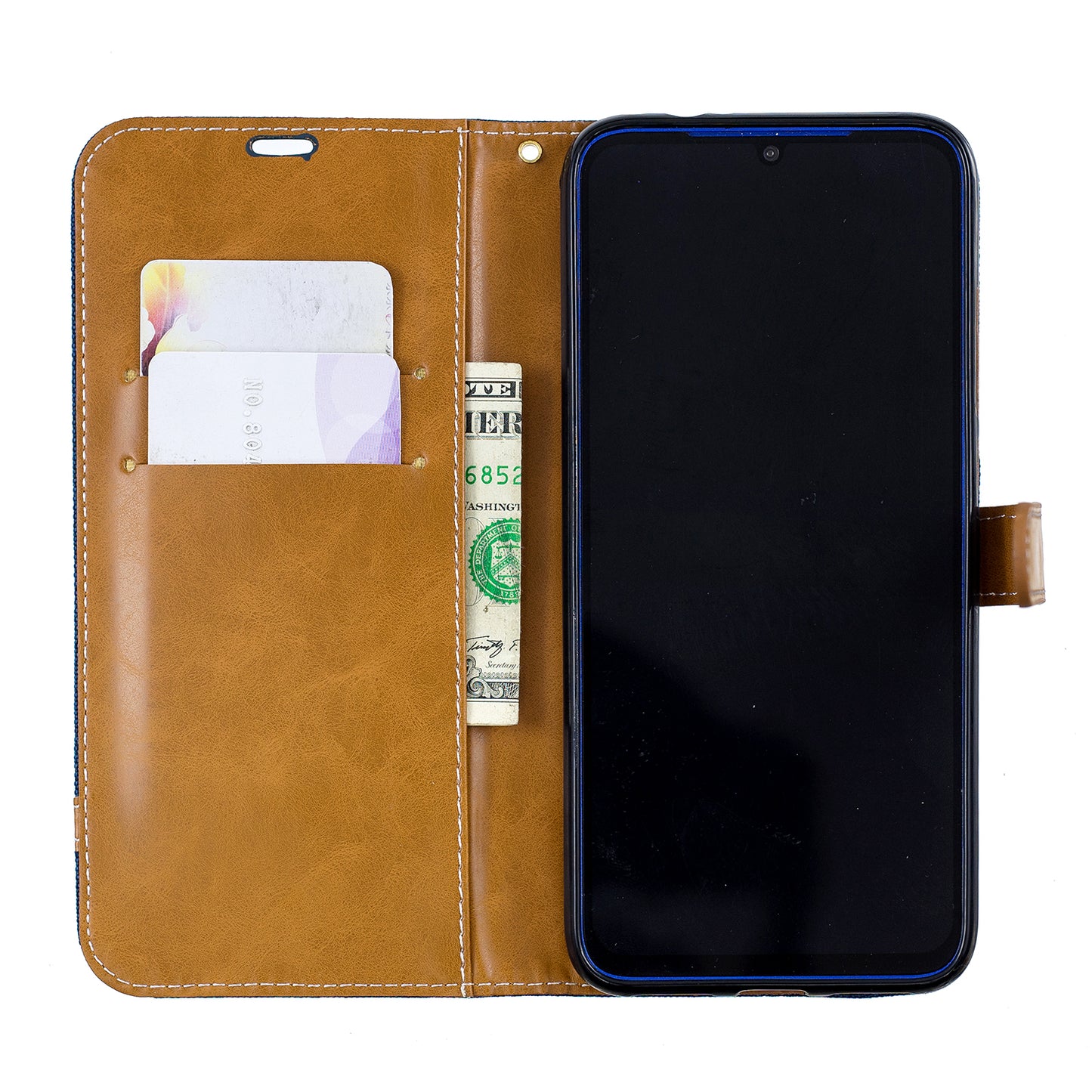 Two-tone Jean Cloth PU Leather Flip Case for Xiaomi Redmi Note 7S /Note 7 / Redmi Note 7 Pro (India)