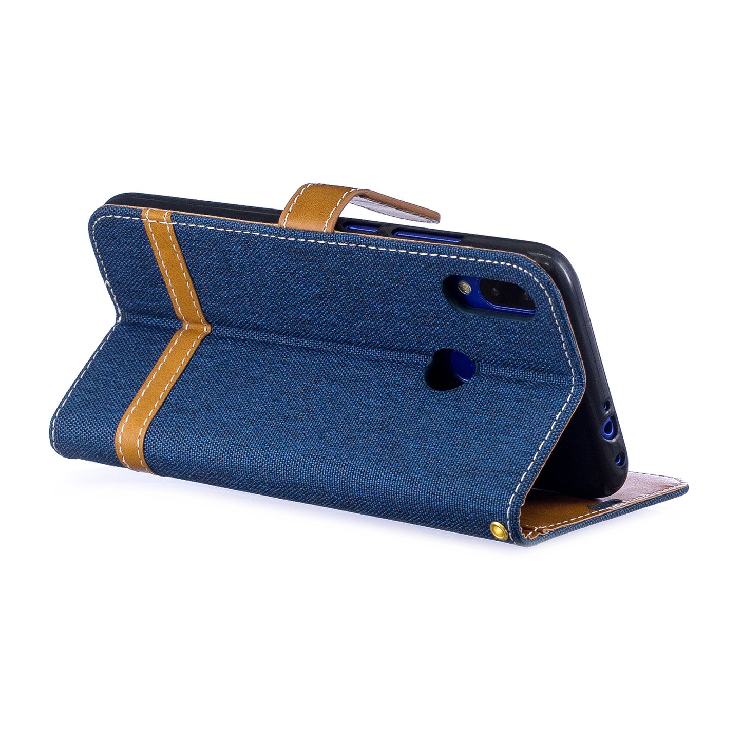 Two-tone Jean Cloth PU Leather Flip Case for Xiaomi Redmi Note 7S /Note 7 / Redmi Note 7 Pro (India)
