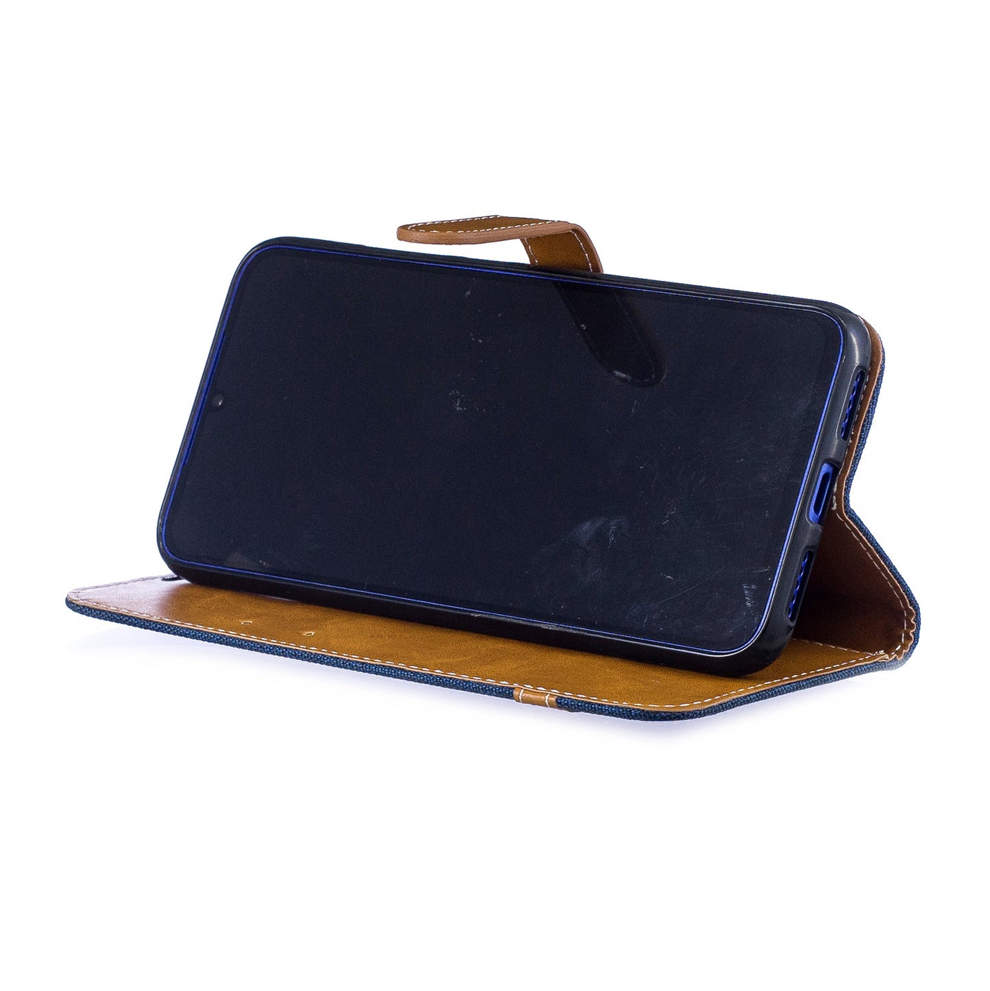 Two-tone Jean Cloth PU Leather Flip Case for Xiaomi Redmi Note 7S /Note 7 / Redmi Note 7 Pro (India)