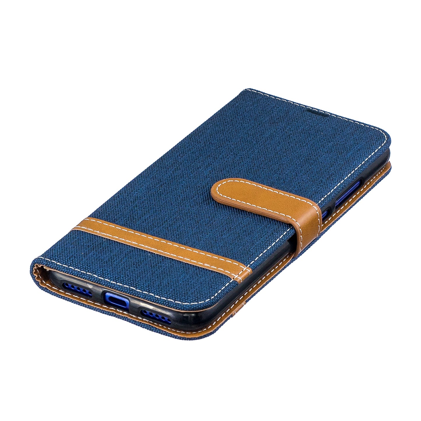Two-tone Jean Cloth PU Leather Flip Case for Xiaomi Redmi Note 7S /Note 7 / Redmi Note 7 Pro (India)