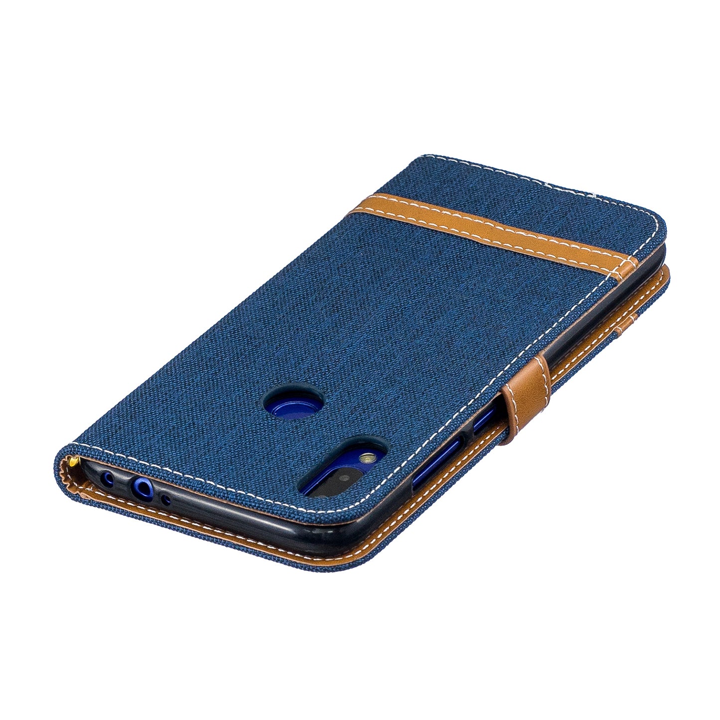 Two-tone Jean Cloth PU Leather Flip Case for Xiaomi Redmi Note 7S /Note 7 / Redmi Note 7 Pro (India)
