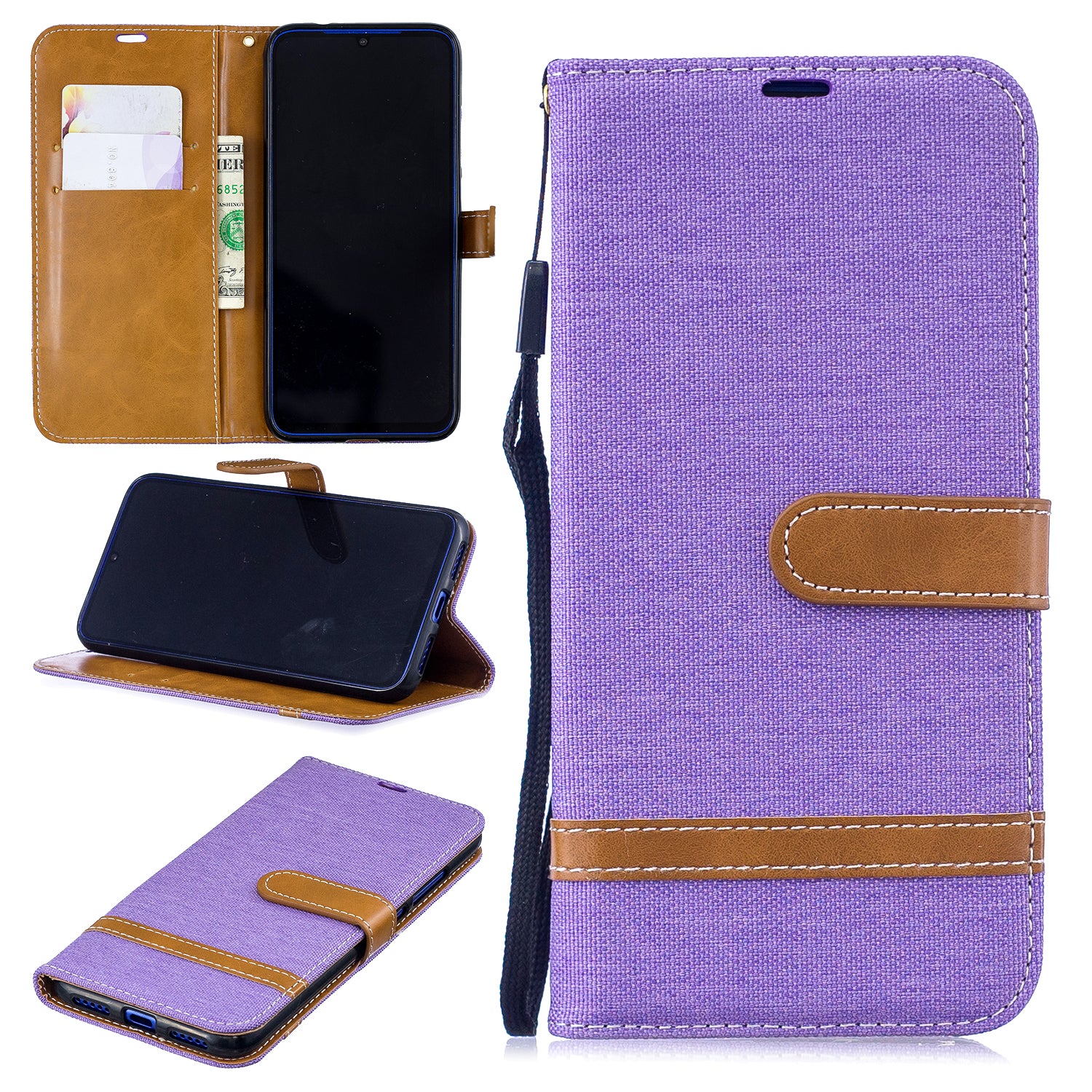 Two-tone Jean Cloth PU Leather Flip Case for Xiaomi Redmi Note 7S /Note 7 / Redmi Note 7 Pro (India)