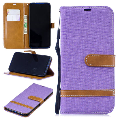 Two-tone Jean Cloth PU Leather Flip Case for Xiaomi Redmi Note 7S /Note 7 / Redmi Note 7 Pro (India)
