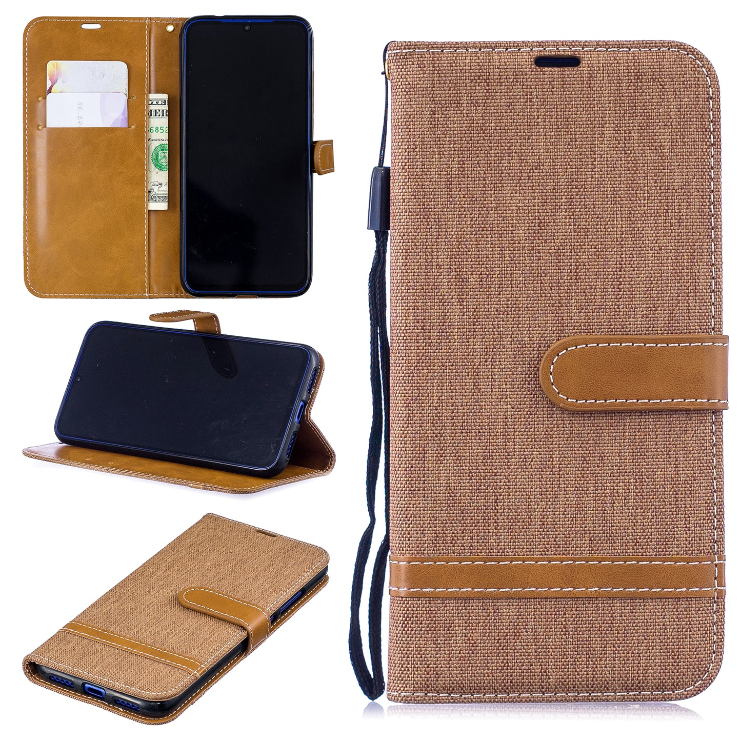 Two-tone Jean Cloth PU Leather Flip Case for Xiaomi Redmi Note 7S /Note 7 / Redmi Note 7 Pro (India)