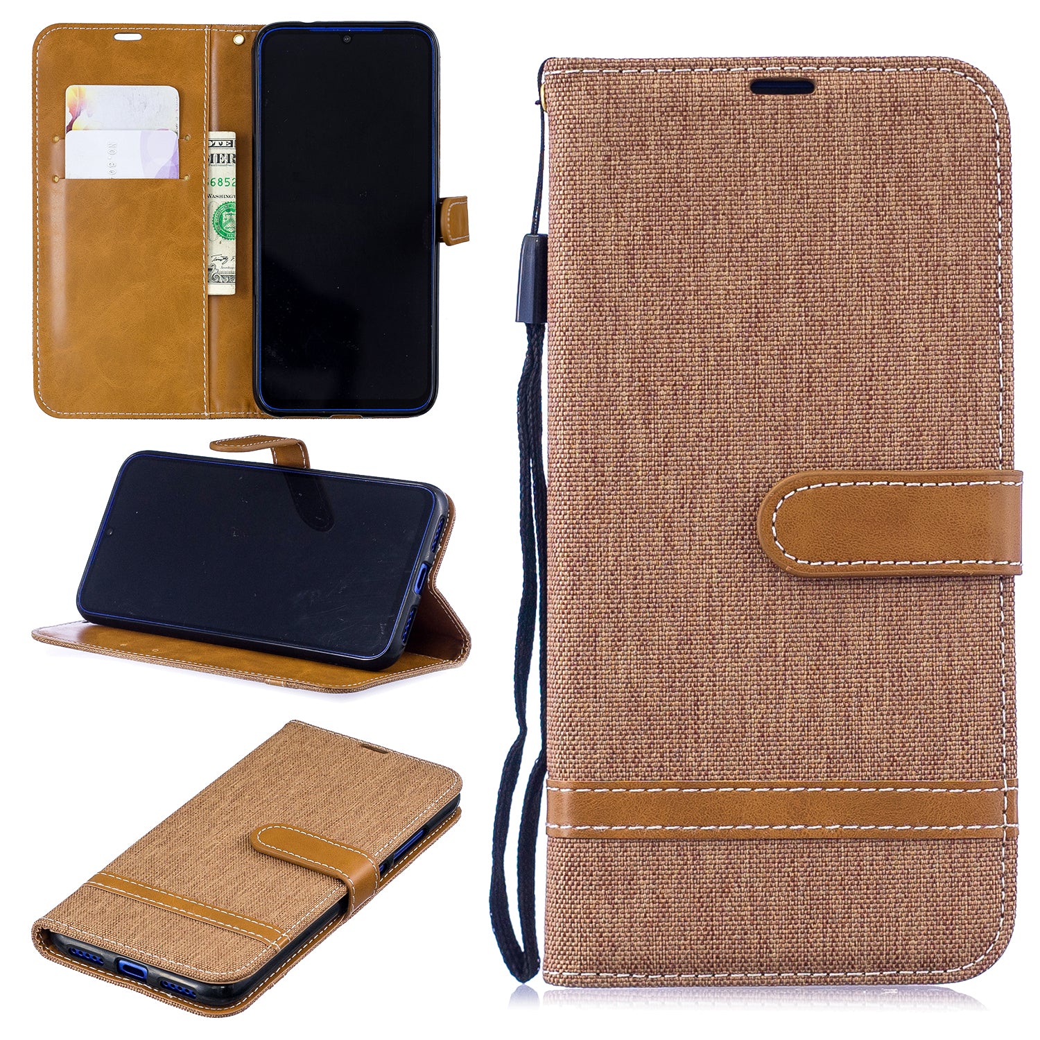 Two-tone Jean Cloth PU Leather Flip Case for Xiaomi Redmi Note 7S /Note 7 / Redmi Note 7 Pro (India)