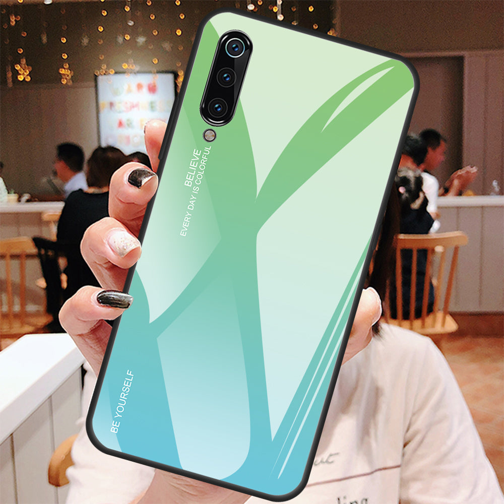 Gradient Tempered Glass TPU + PC Mobile Back Cover for Xiaomi Mi 9