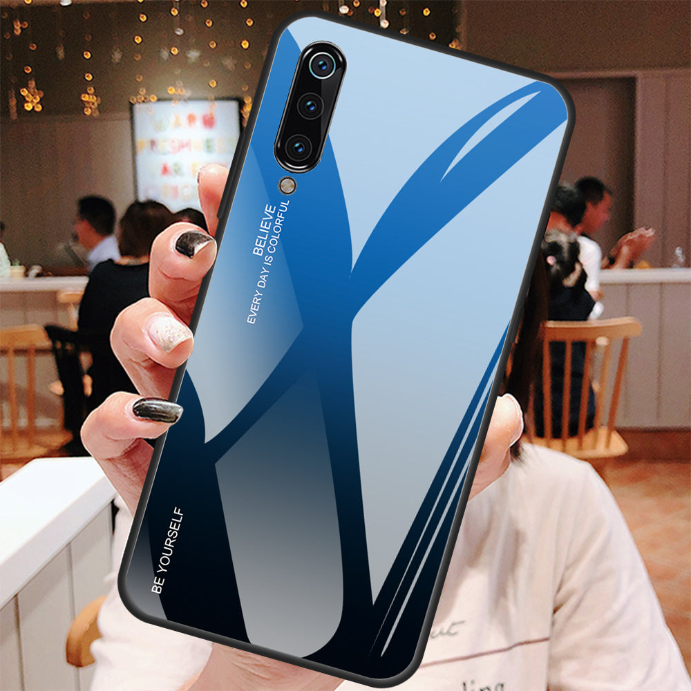 Gradient Tempered Glass TPU + PC Mobile Back Cover for Xiaomi Mi 9