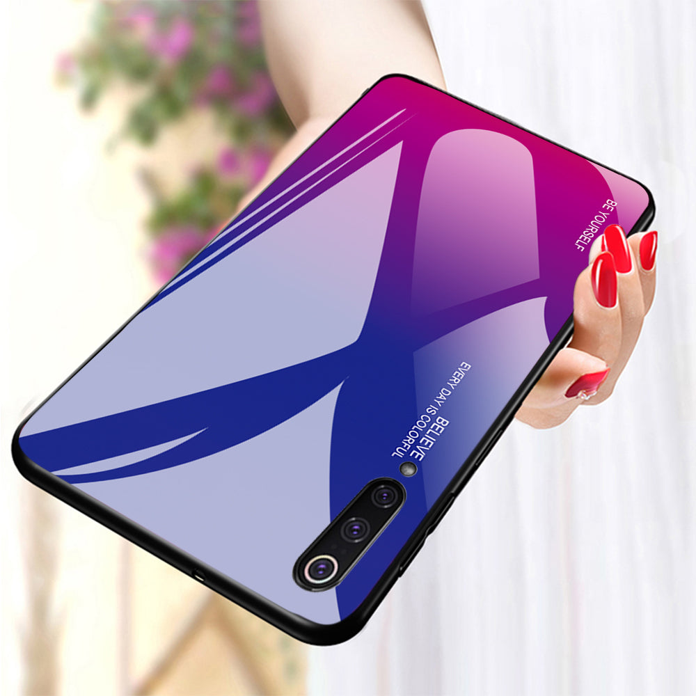 Gradient Tempered Glass TPU + PC Mobile Back Cover for Xiaomi Mi 9