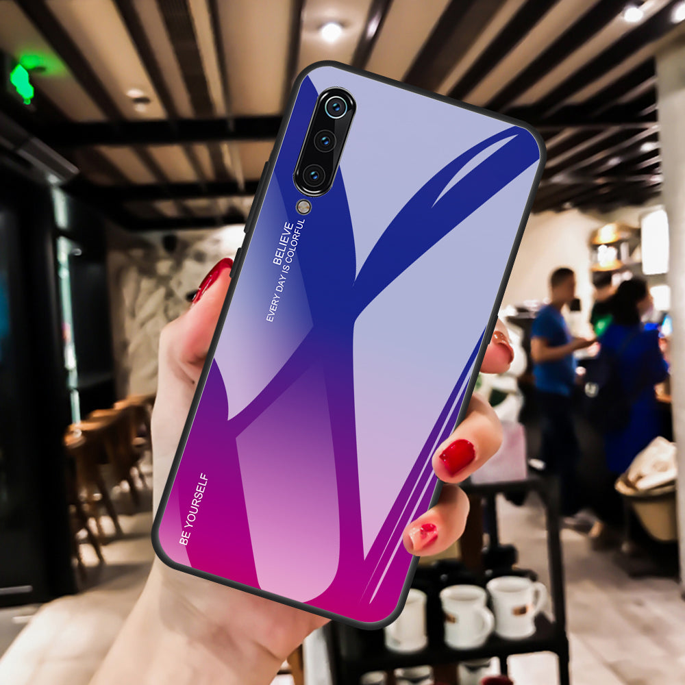 Gradient Tempered Glass TPU + PC Mobile Back Cover for Xiaomi Mi 9