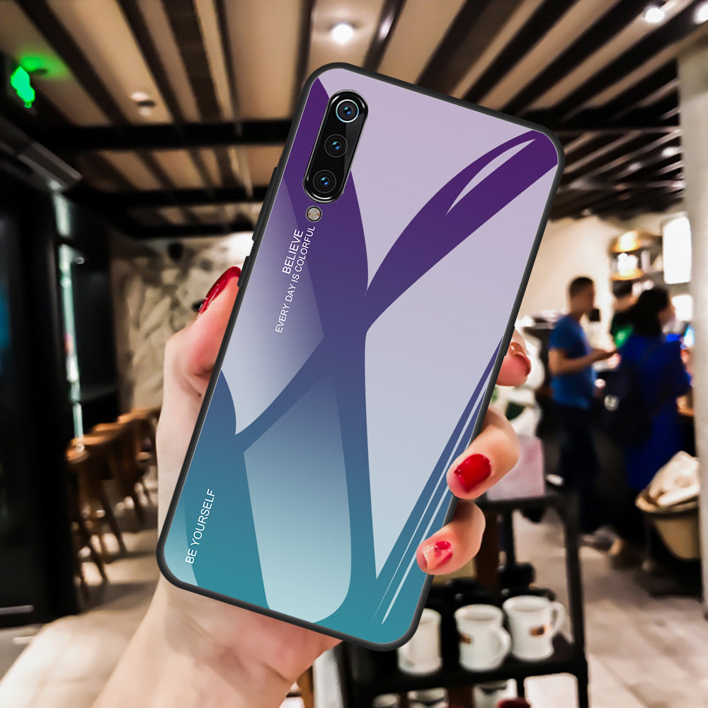Gradient Tempered Glass TPU + PC Mobile Back Cover for Xiaomi Mi 9