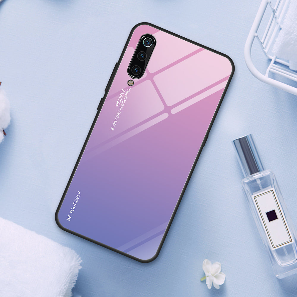 Gradient Tempered Glass TPU + PC Mobile Back Cover for Xiaomi Mi 9