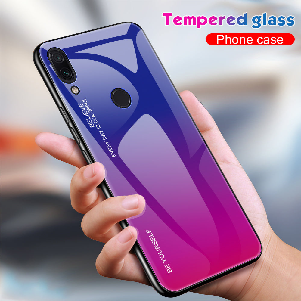 Scratch Resistant Gradient Glass TPU + PC Phone Case for Xiaomi Redmi Note 7S / Note 7
