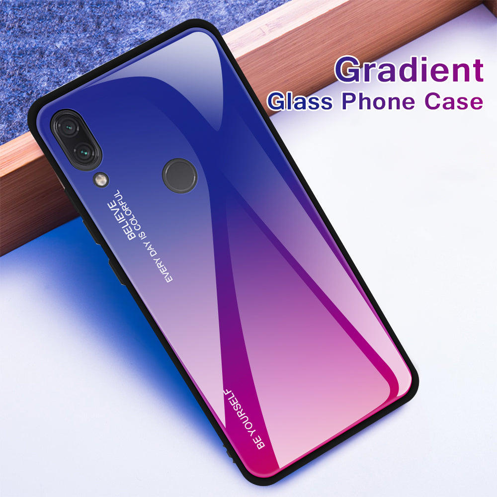 Scratch Resistant Gradient Glass TPU + PC Phone Case for Xiaomi Redmi Note 7S / Note 7