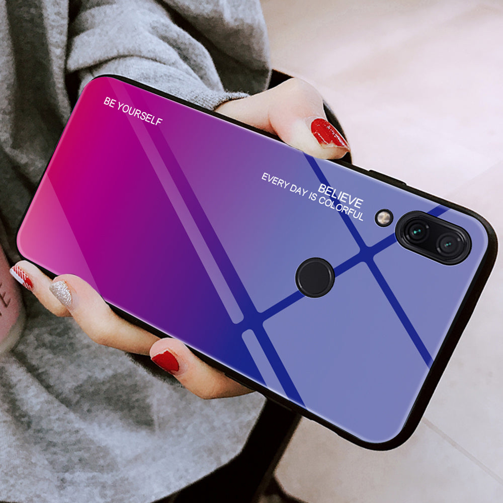Scratch Resistant Gradient Glass TPU + PC Phone Case for Xiaomi Redmi Note 7S / Note 7