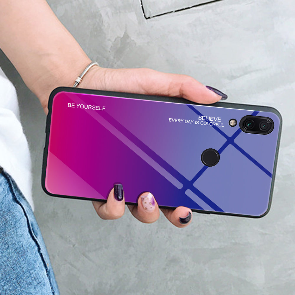 Scratch Resistant Gradient Glass TPU + PC Phone Case for Xiaomi Redmi Note 7S / Note 7