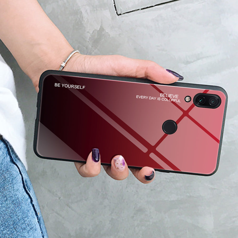 Scratch Resistant Gradient Glass TPU + PC Phone Case for Xiaomi Redmi Note 7S / Note 7