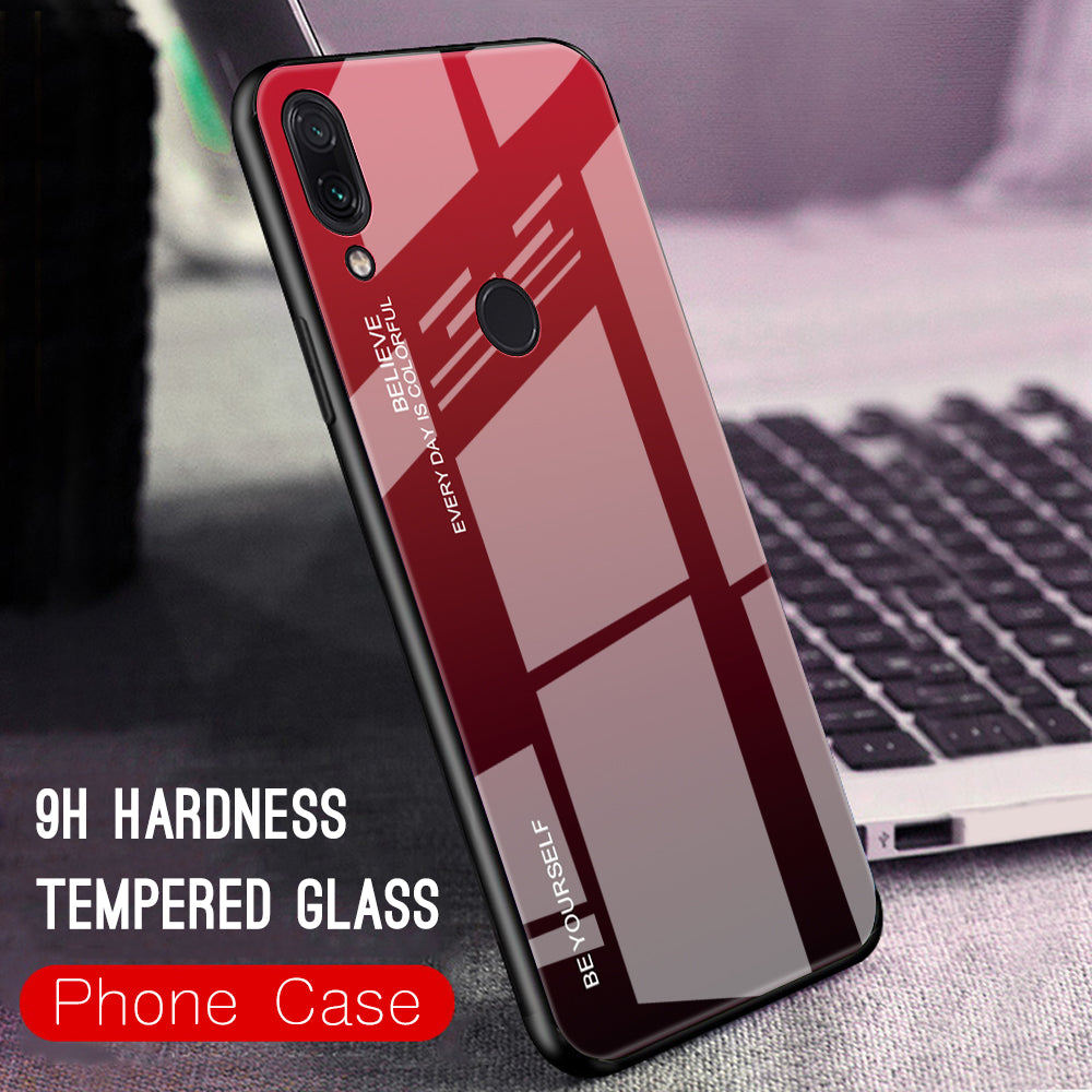 Scratch Resistant Gradient Glass TPU + PC Phone Case for Xiaomi Redmi Note 7S / Note 7