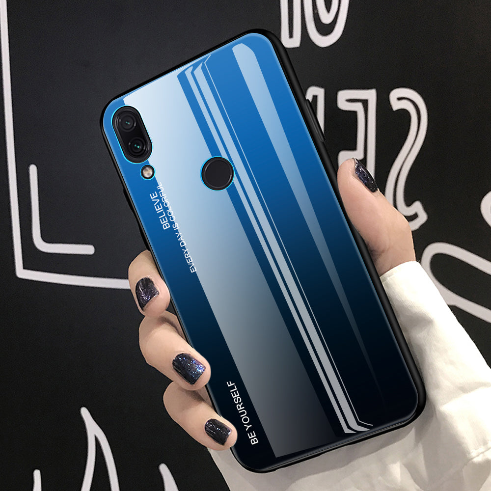 Scratch Resistant Gradient Glass TPU + PC Phone Case for Xiaomi Redmi Note 7S / Note 7