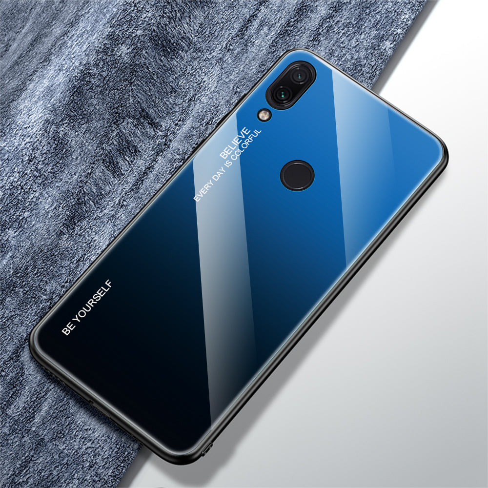 Scratch Resistant Gradient Glass TPU + PC Phone Case for Xiaomi Redmi Note 7S / Note 7