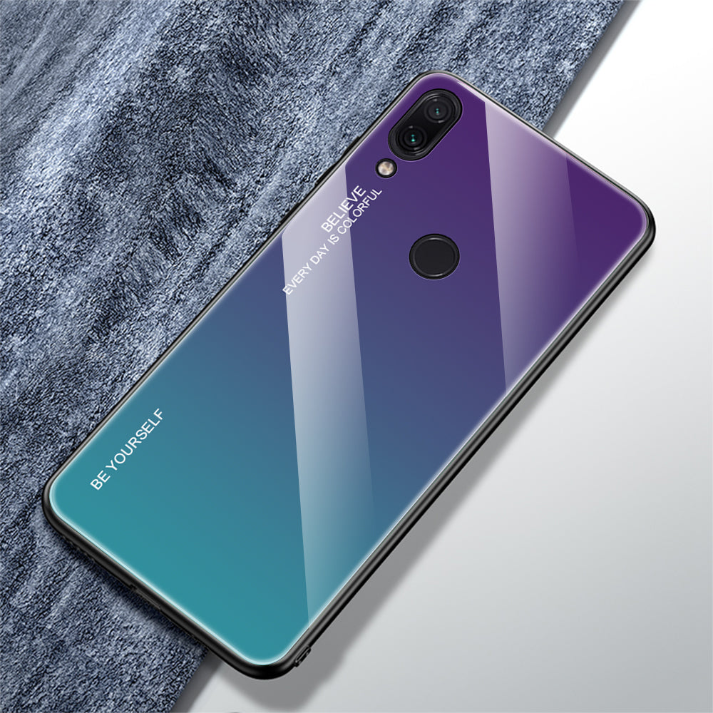 Scratch Resistant Gradient Glass TPU + PC Phone Case for Xiaomi Redmi Note 7S / Note 7