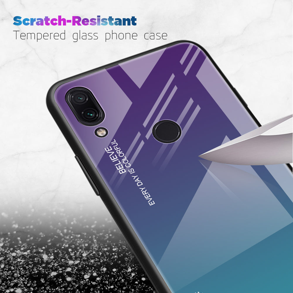 Scratch Resistant Gradient Glass TPU + PC Phone Case for Xiaomi Redmi Note 7S / Note 7