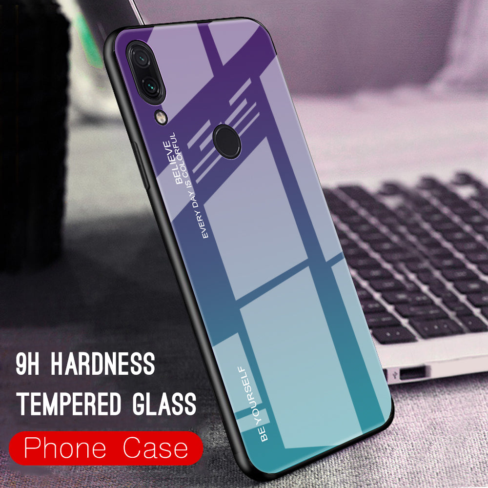 Scratch Resistant Gradient Glass TPU + PC Phone Case for Xiaomi Redmi Note 7S / Note 7
