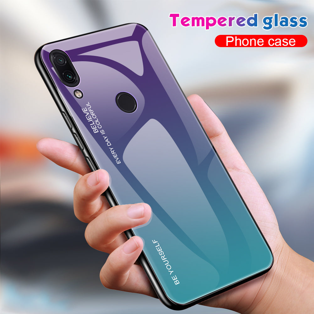 Scratch Resistant Gradient Glass TPU + PC Phone Case for Xiaomi Redmi Note 7S / Note 7