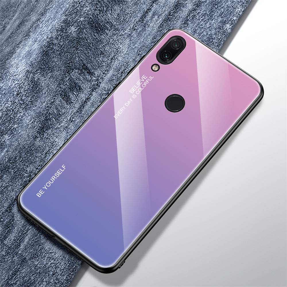 Scratch Resistant Gradient Glass TPU + PC Phone Case for Xiaomi Redmi Note 7S / Note 7