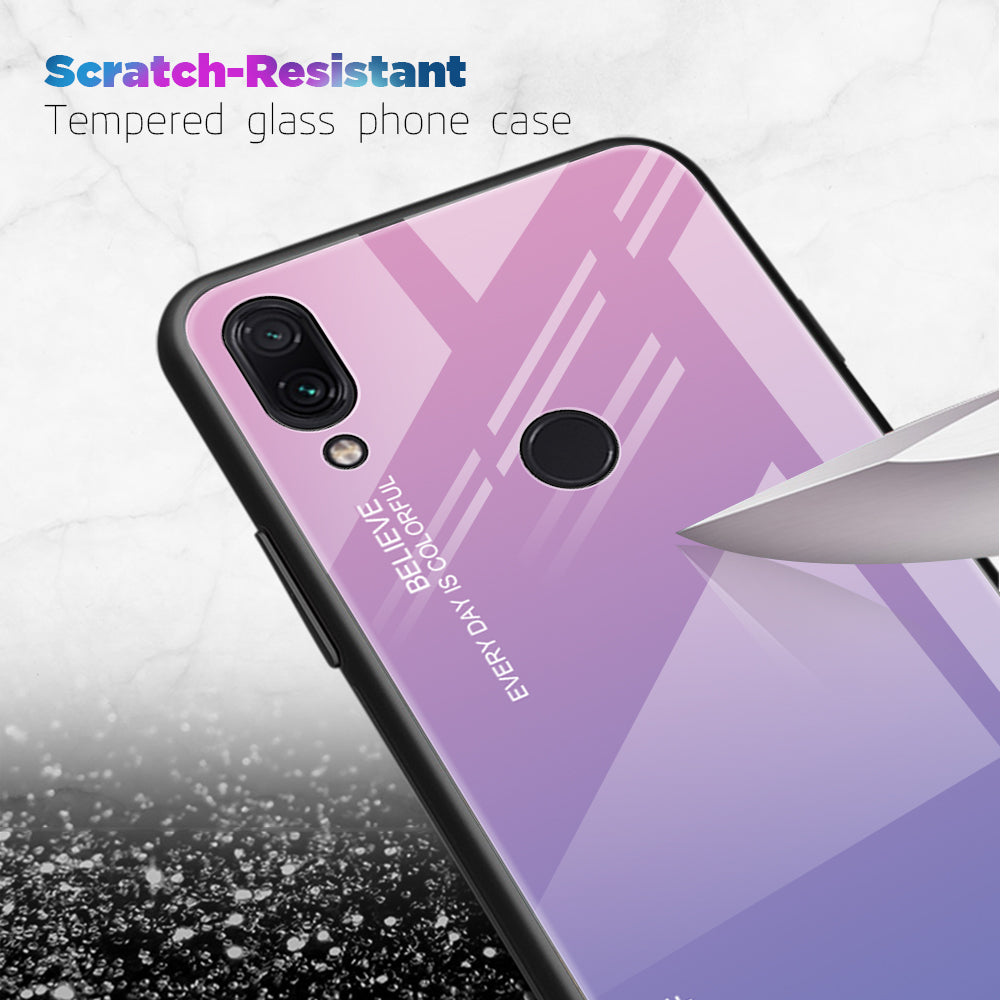 Scratch Resistant Gradient Glass TPU + PC Phone Case for Xiaomi Redmi Note 7S / Note 7