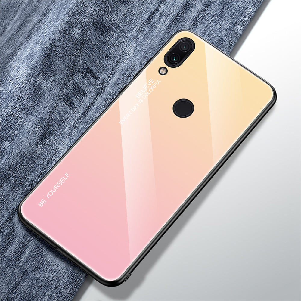 Scratch Resistant Gradient Glass TPU + PC Phone Case for Xiaomi Redmi Note 7S / Note 7