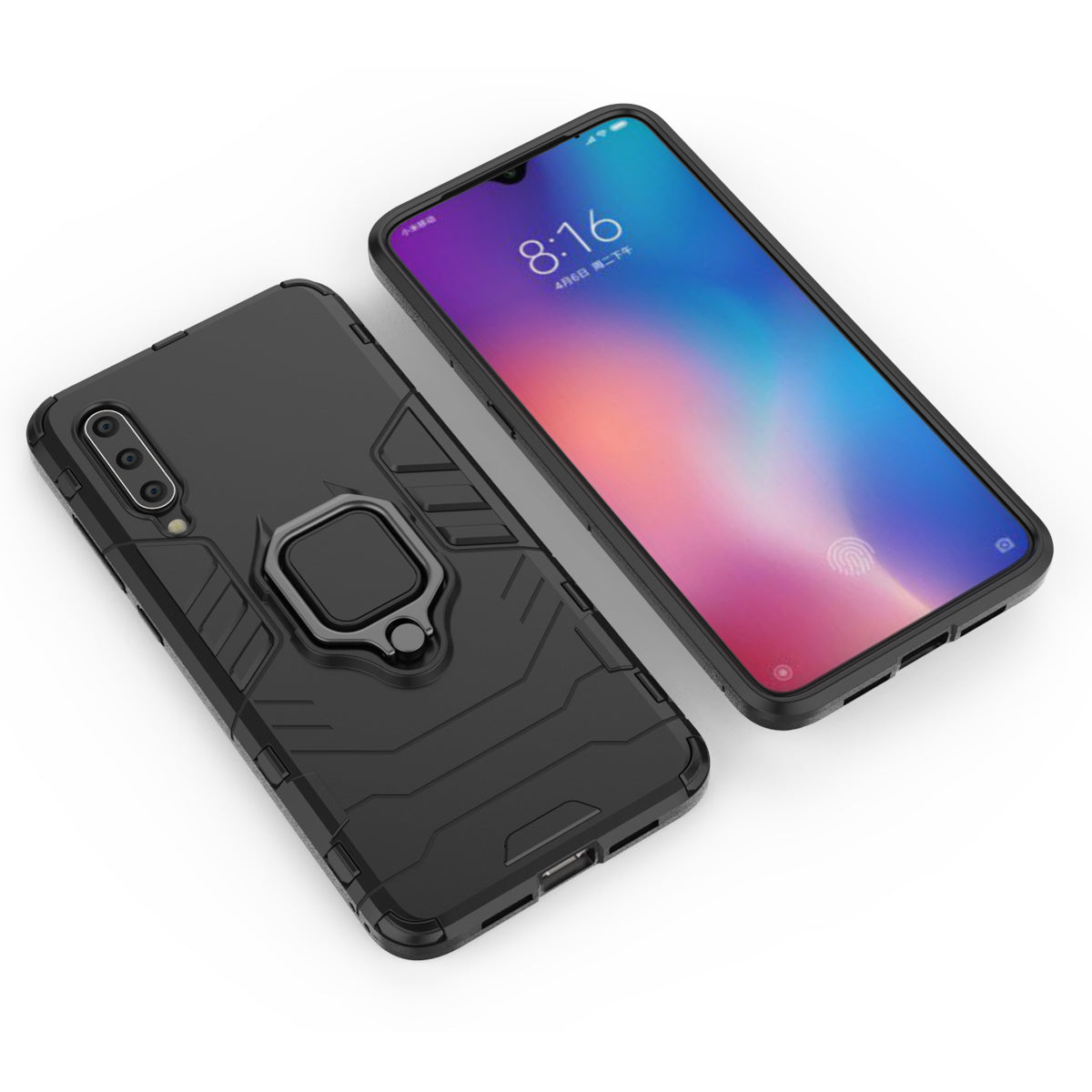 Cool Guard Ring Holder Kickstand PC TPU Hybrid Case for Xiaomi Mi 9