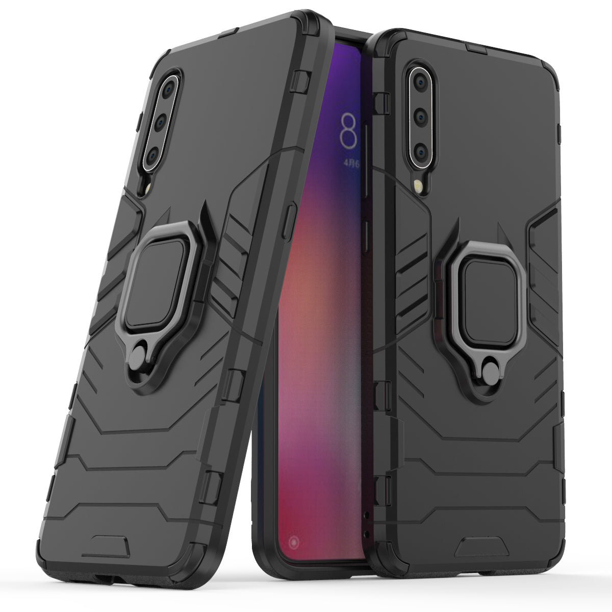 Cool Guard Ring Holder Kickstand PC TPU Hybrid Case for Xiaomi Mi 9