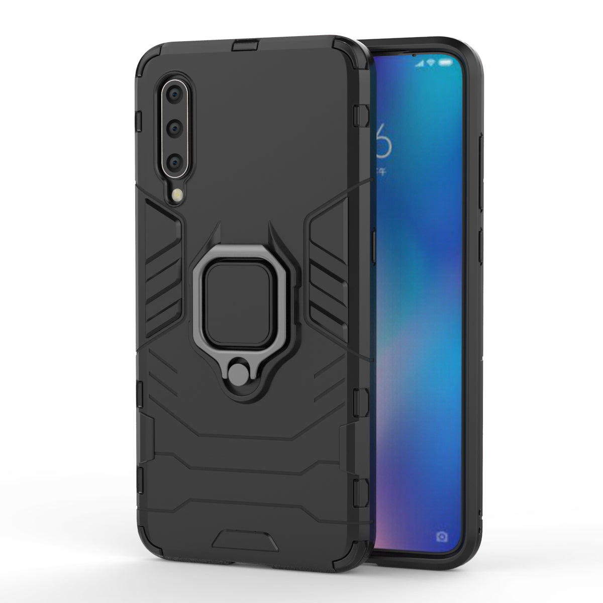 Cool Guard Ring Holder Kickstand PC TPU Hybrid Case for Xiaomi Mi 9