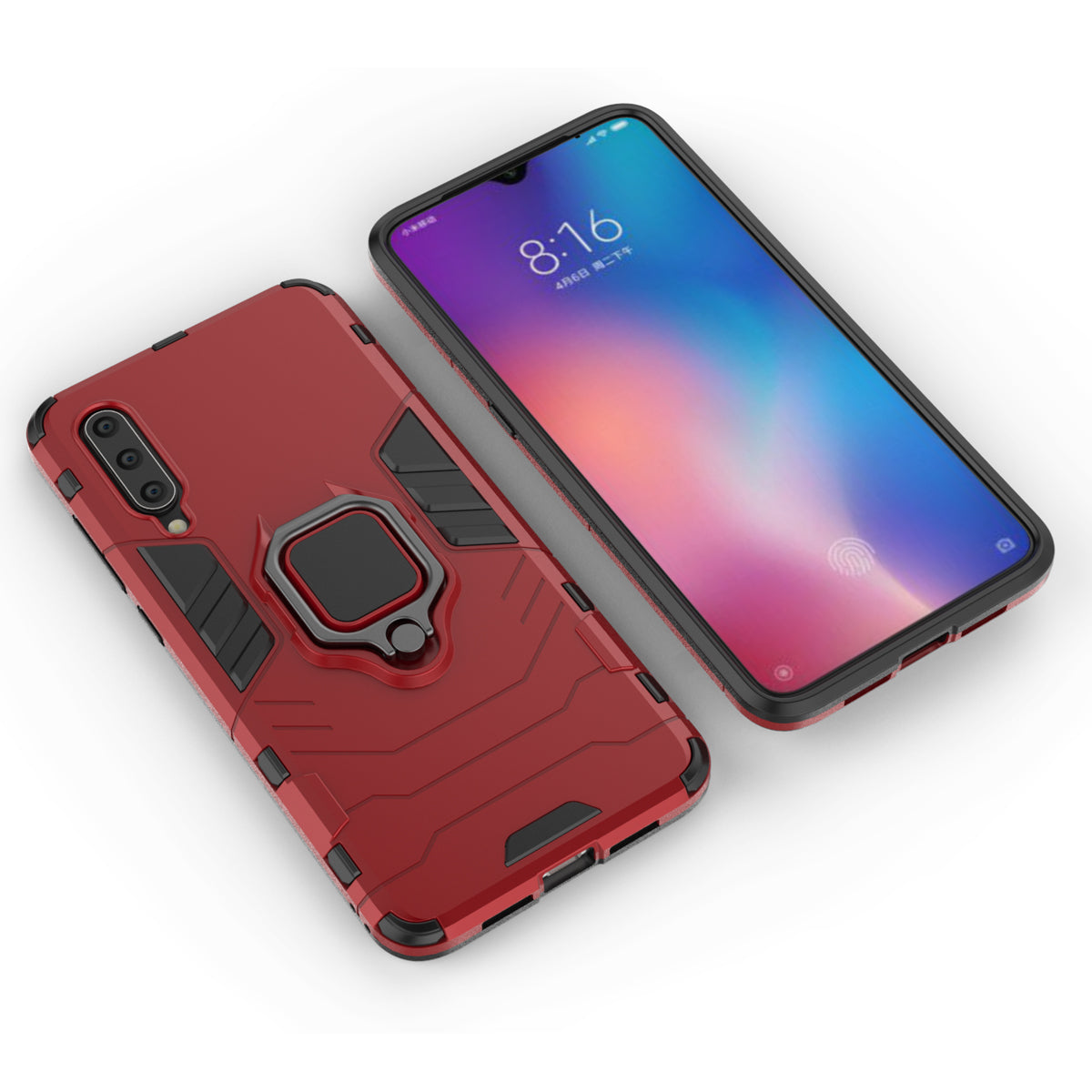 Cool Guard Ring Holder Kickstand PC TPU Hybrid Case for Xiaomi Mi 9