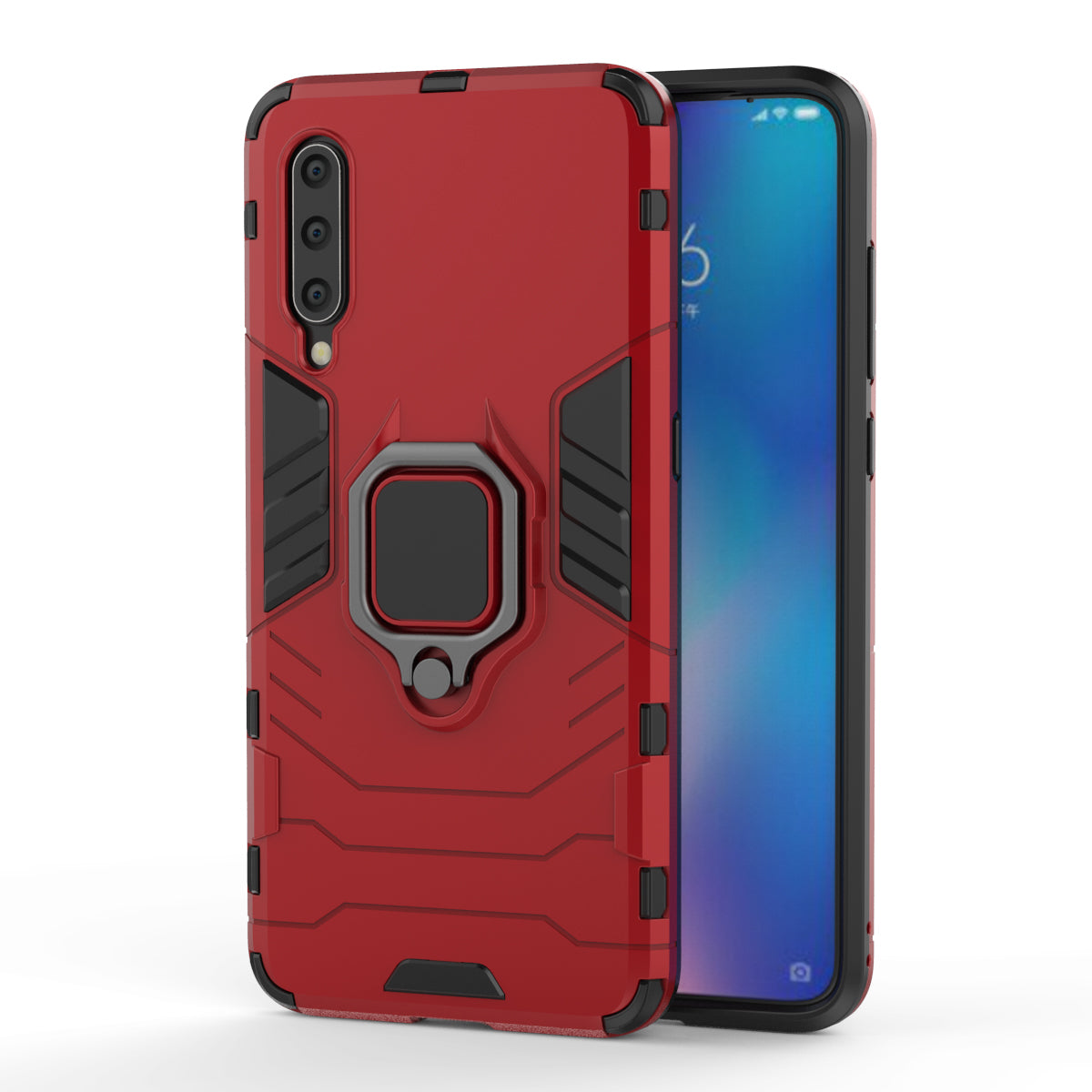 Cool Guard Ring Holder Kickstand PC TPU Hybrid Case for Xiaomi Mi 9
