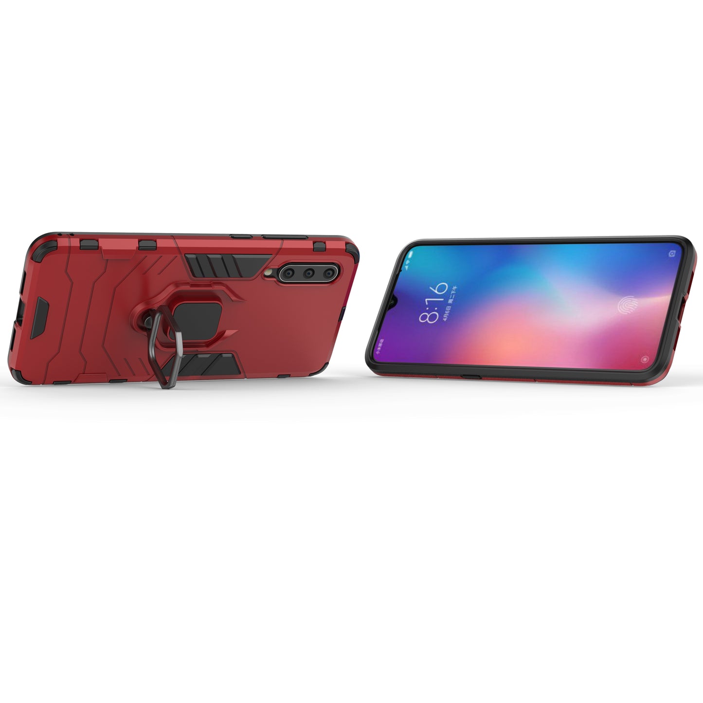 Cool Guard Ring Holder Kickstand PC TPU Hybrid Case for Xiaomi Mi 9